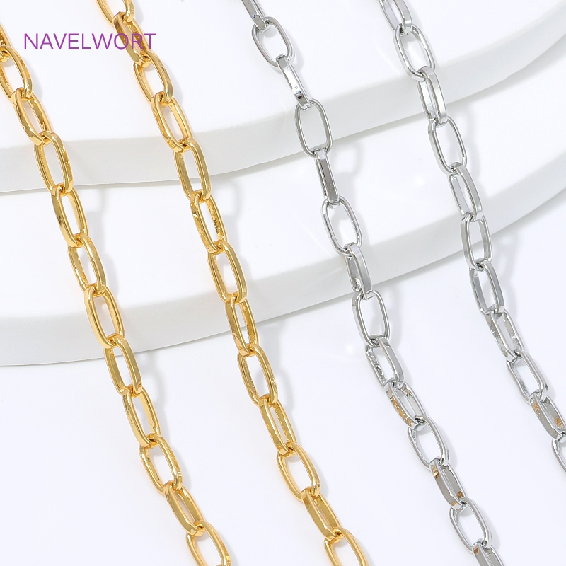 Jewelry Making Materials Wholesale - Rantai Oval Pipih Lapis Emas 18K