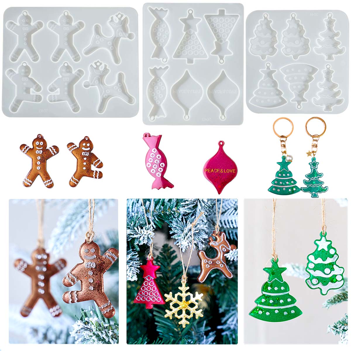 Resin Mold Jewelry - Cetakan Silikon Seri Natal untuk Anting,