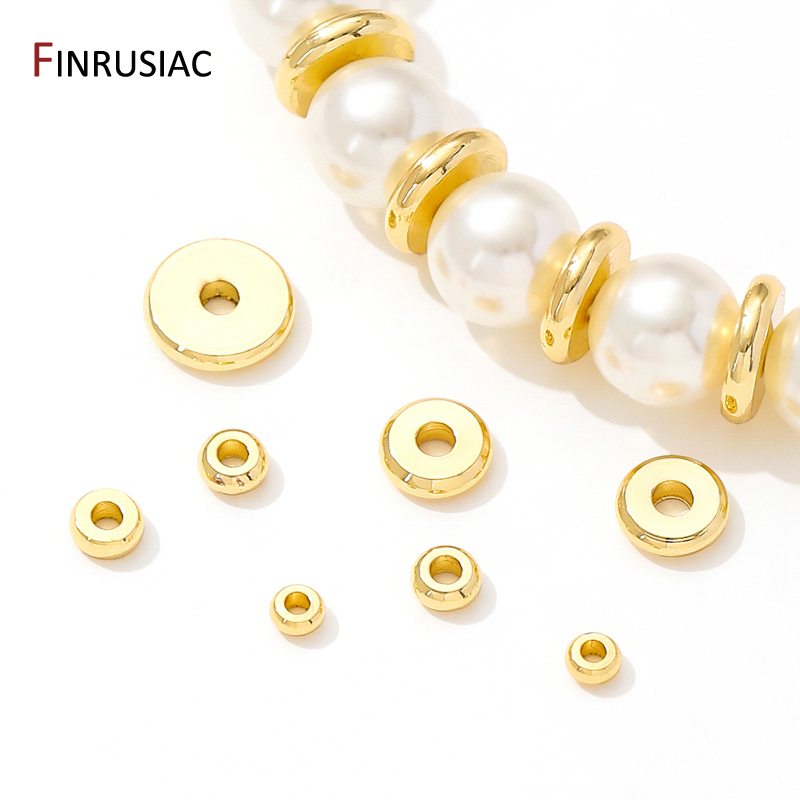 Jewelry Making Items - Manik-manik Spacer Datar Berlapis Emas 18K