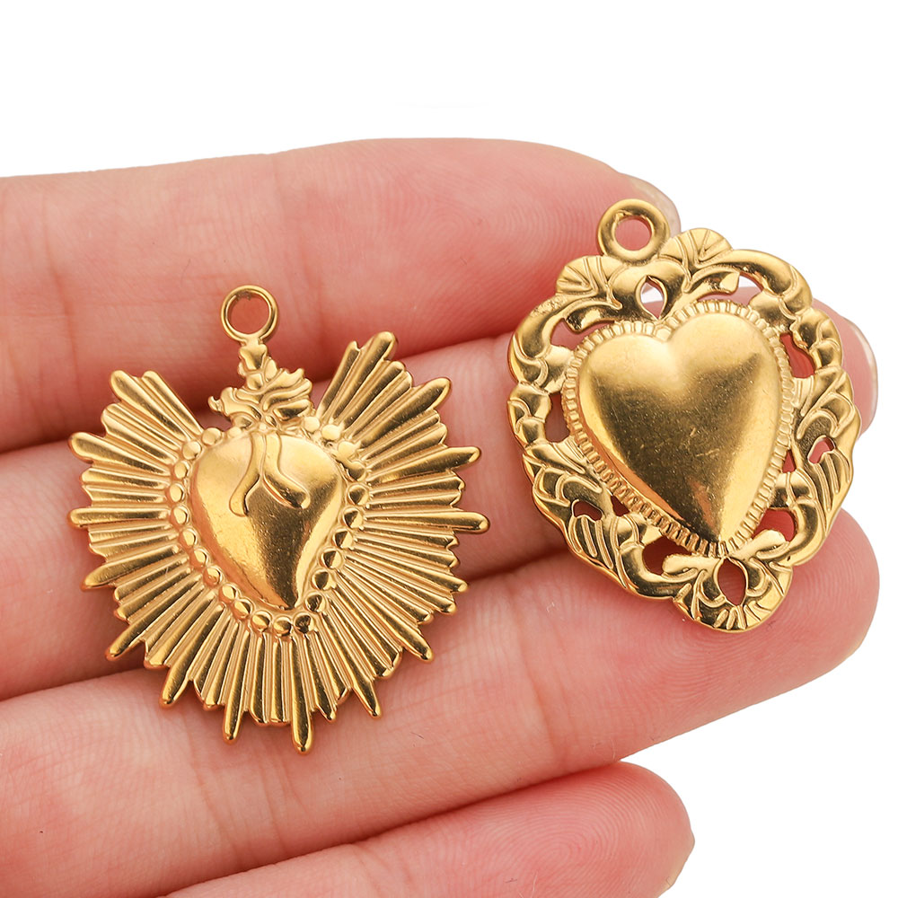 5pcs Konektor Liontin Hati Mat - Jewelry Making Materials Wholesale ulasan dan harga
